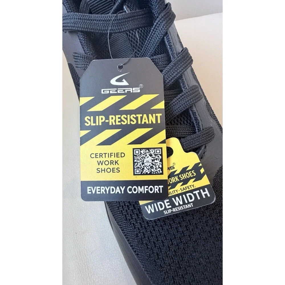 Geers Mens Work Shoes Size 12 W Black Slip Resistant Sneaker Air Cushion